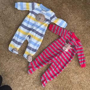 Two 0-3 months baby boy sleepers